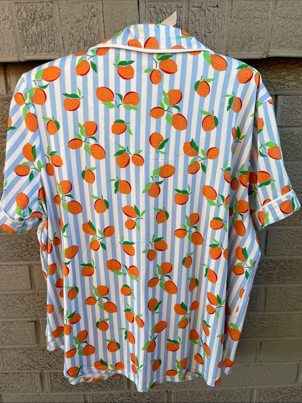 Kate Spade Orange Print Blue and White Striped Pajama Set- size Large - Picture 3 of 6